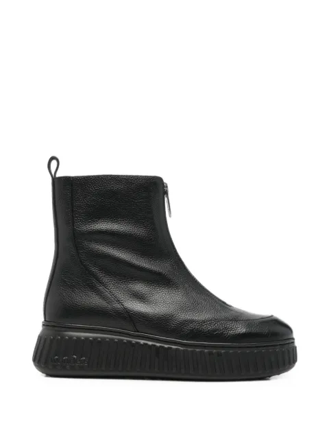 wonders front-zip grained-leather boots