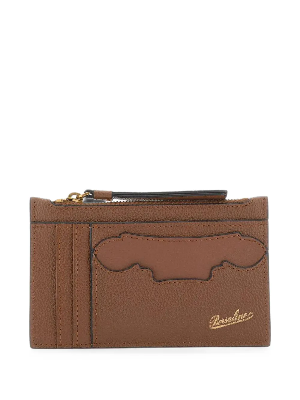 Borsalino top-zip card holder - Marrone