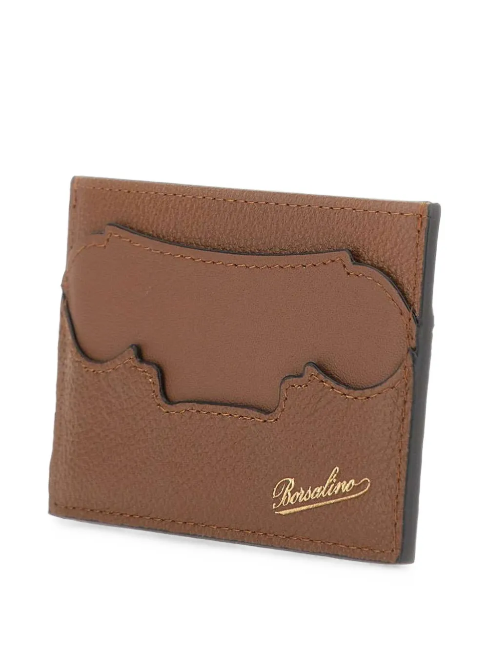 Borsalino Pasjeshouder met logo-reliëf Bruin