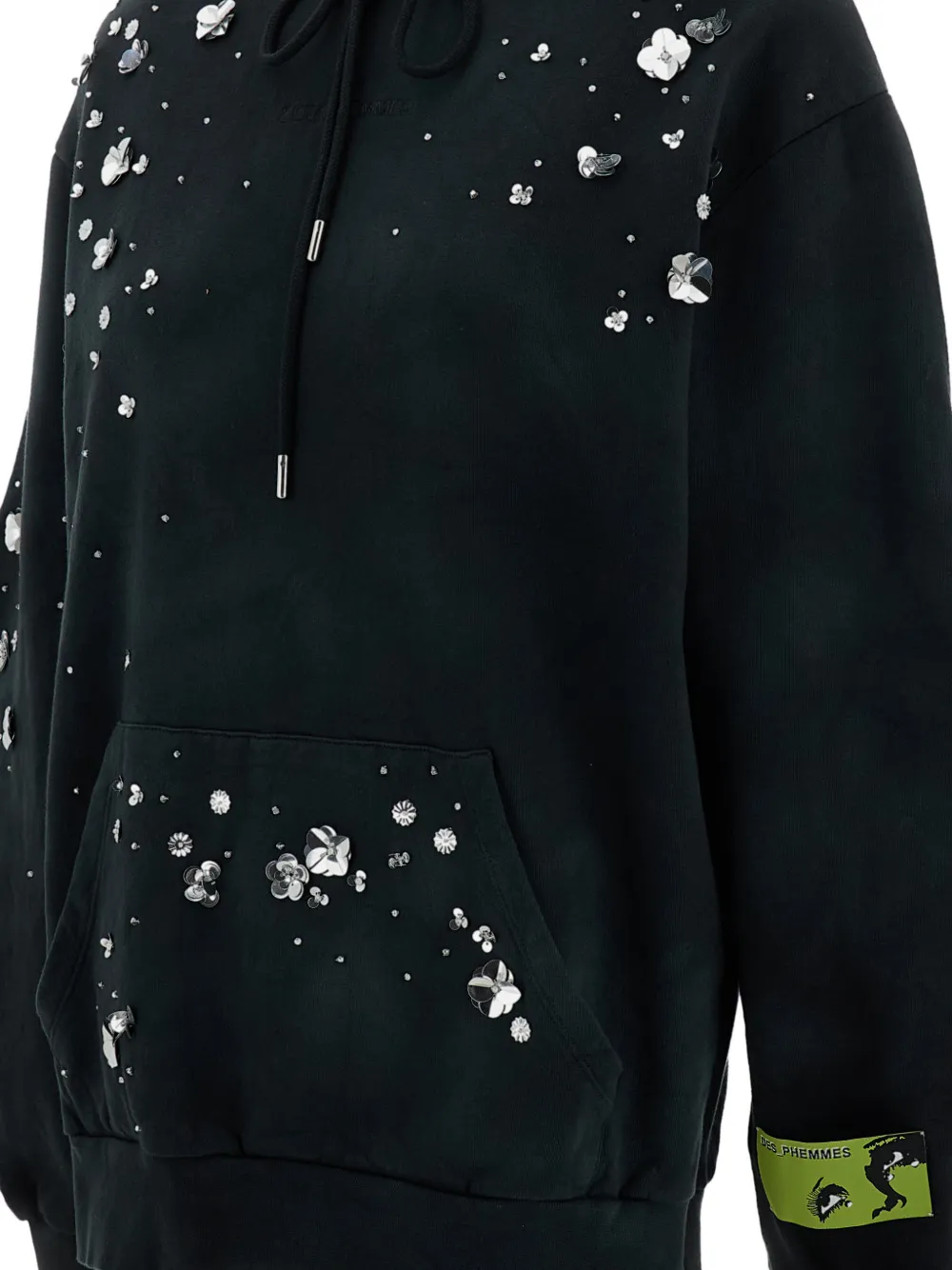 DES PHEMMES sequin-embellished floral hoodie Grijs