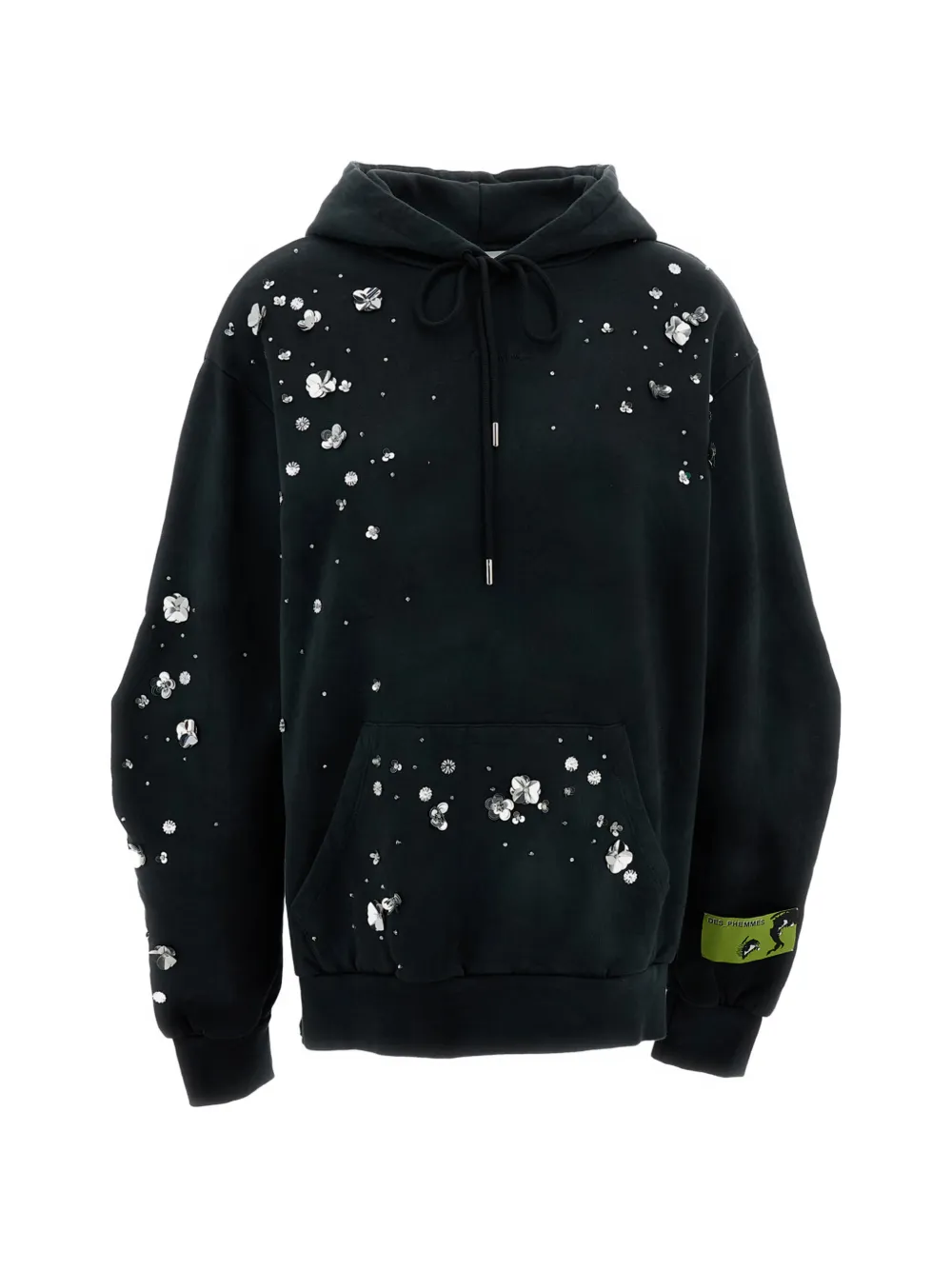 Des_phemmes Sequin-embellished Floral Hoodie In Black