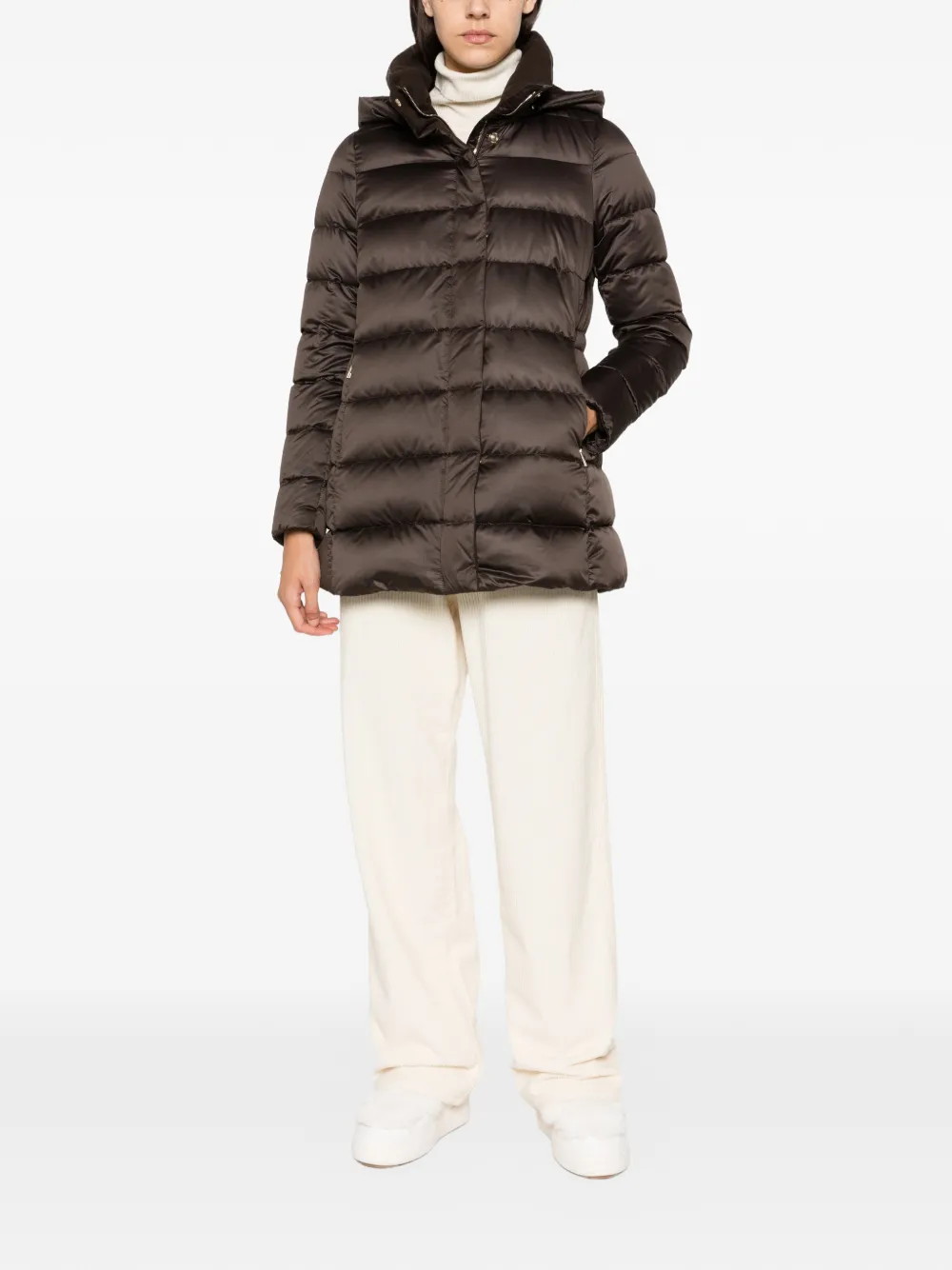 Moorer Delia hooded quilted jacket Bruin