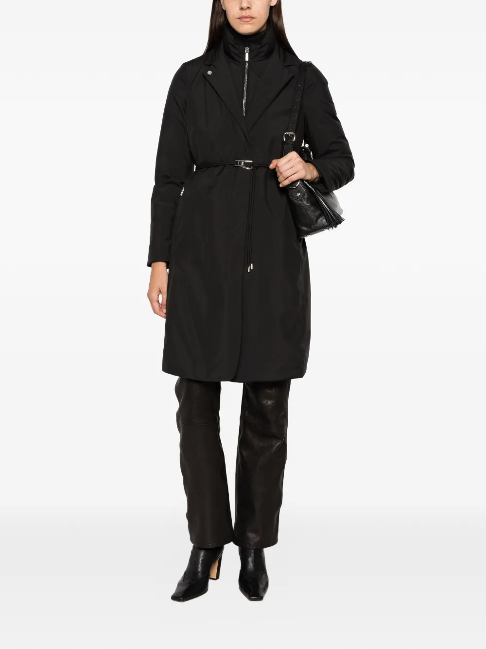 Moorer Verlaine belted coat Zwart