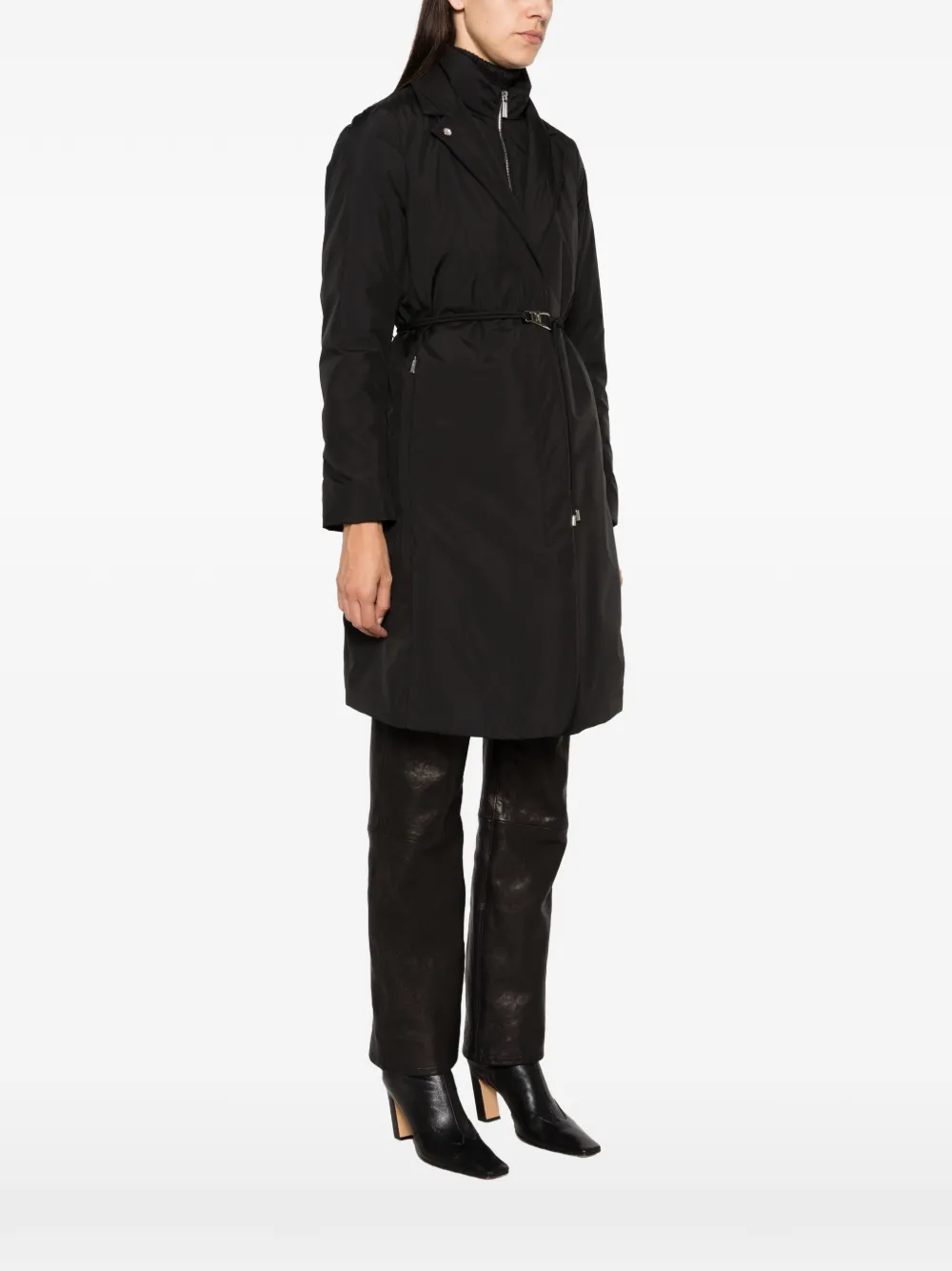 Moorer Verlaine belted coat Zwart