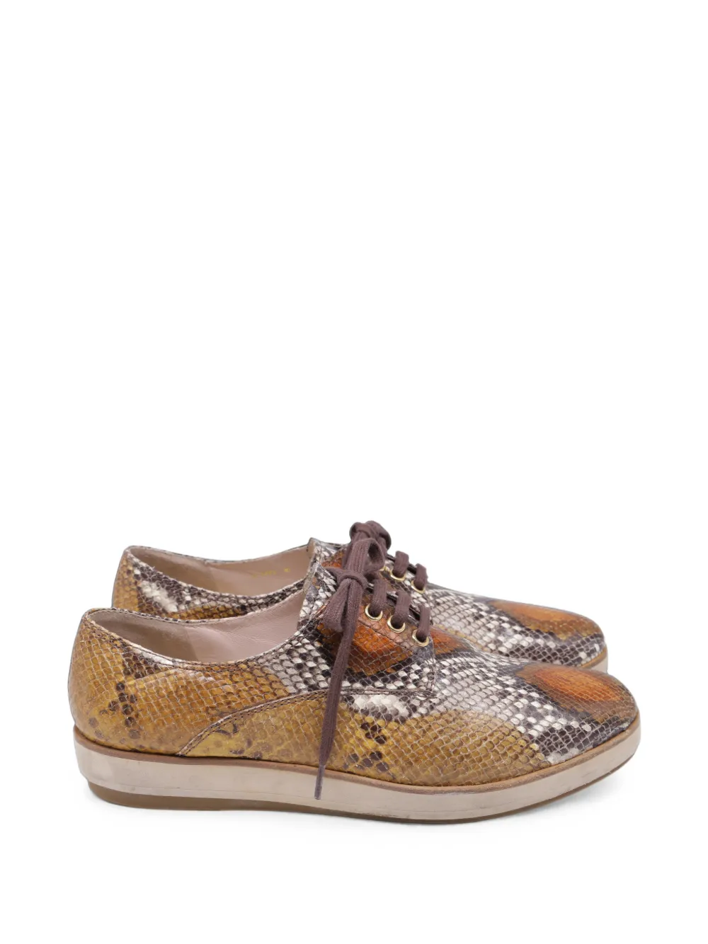 Miu Miu Pre-Owned derbies lacées à effet peau de serpent - Marron Miu Miu Pre-Owned derbies lacées à effet peau de serpent - Marron