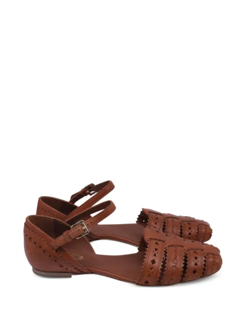 Tod's Vintage laser-cut ankle-strap ballet flats