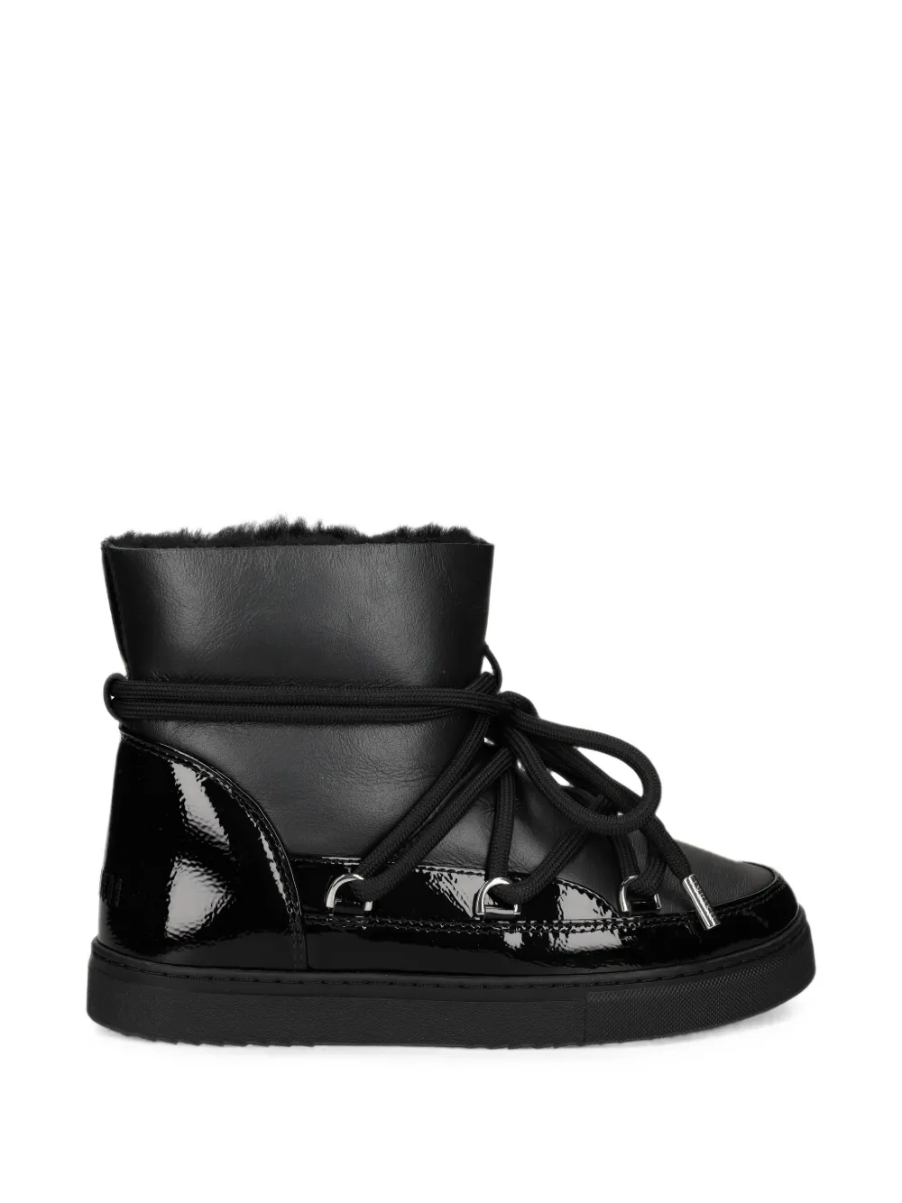 Inuikii patent leather-panelled lace-up ankle boots