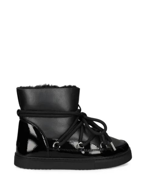 Inuikii patent leather-panelled lace-up ankle boots
