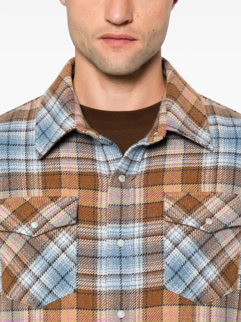 GOD'S TRUE LINEN Nomad tartan shirt Bruin
