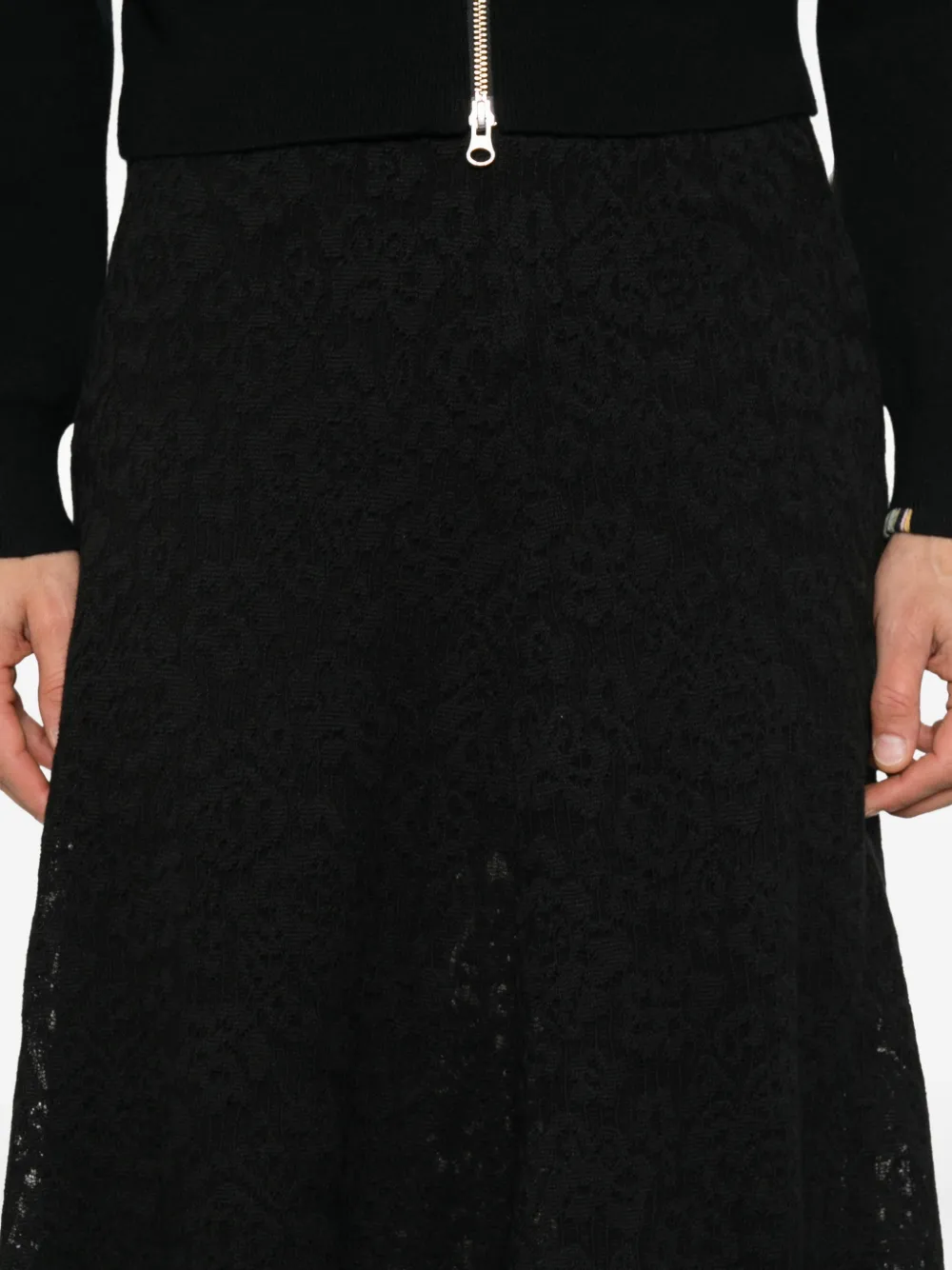 extreme cashmere Kelly kanten gebreide midi-rok Zwart