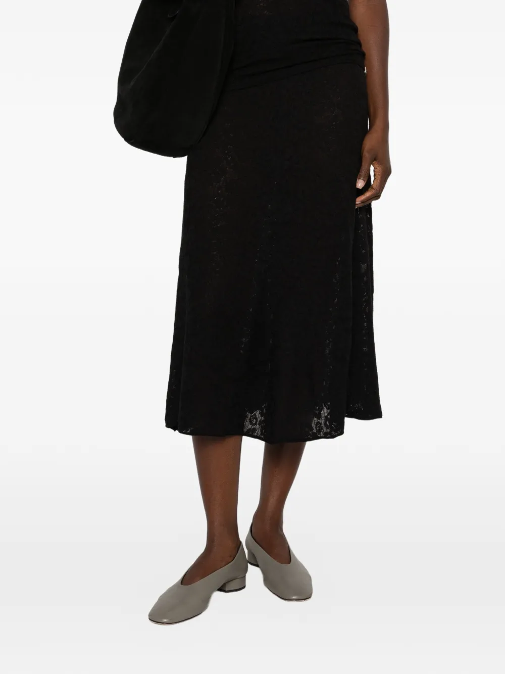 extreme cashmere Kelly kanten gebreide midi-rok Zwart
