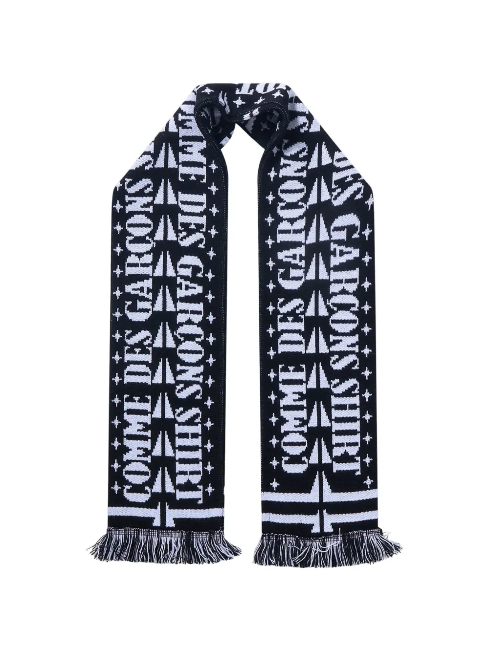 Comme Des Garçons Shirt graphic-motif intarsia scarf - Nero