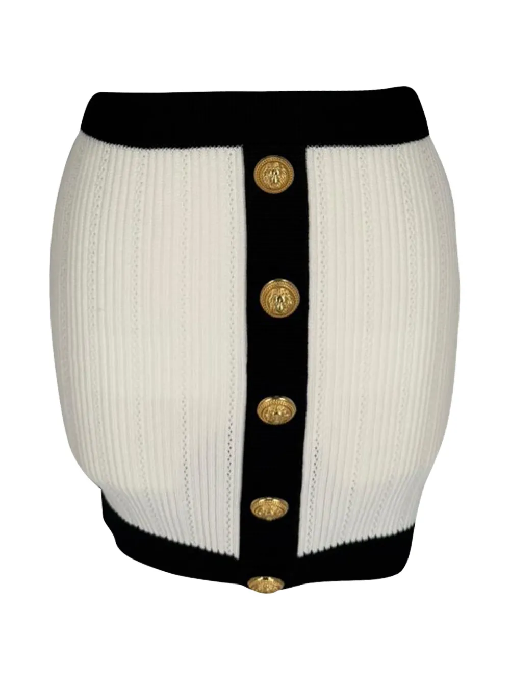 Balmain Pre-Owned minijupe en maille côtelée à boutons décoratifs (années 2020) - Blanc