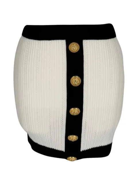 Balmain Pre-Owned 2020s button-embellished ribbed-knit mini skirt
