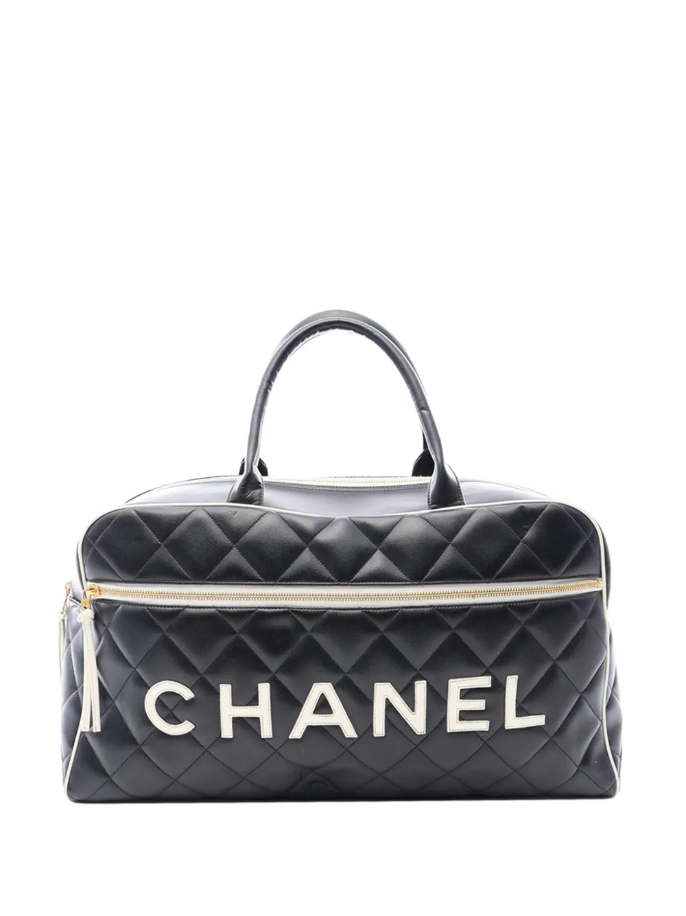 CHANEL Pre-Owned 1994-1996 Quilted Calfskin Logo Bowler Weekend Bag travel bag - Nero