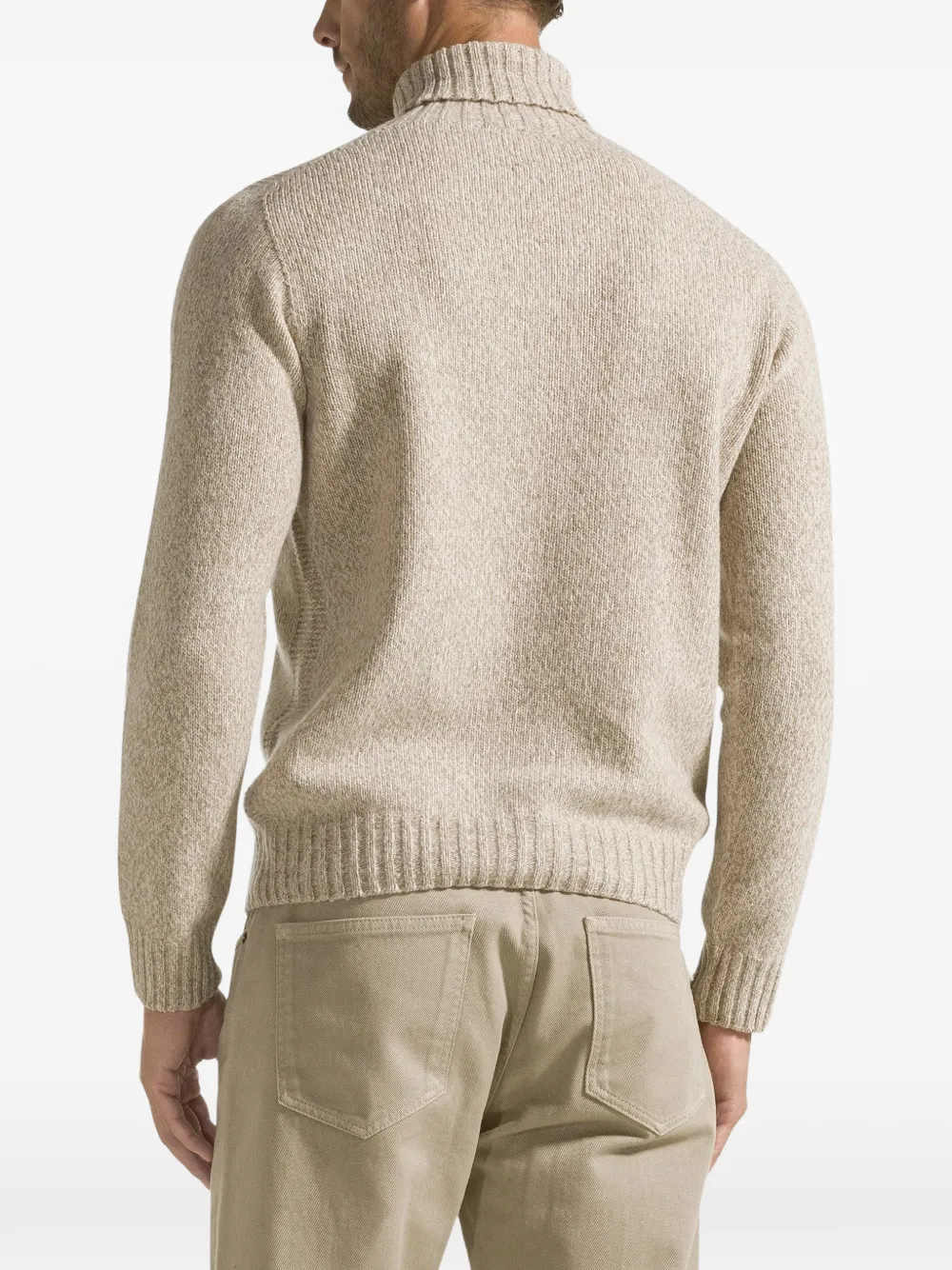 Seventy roll-neck ribbed-trim sweater Beige