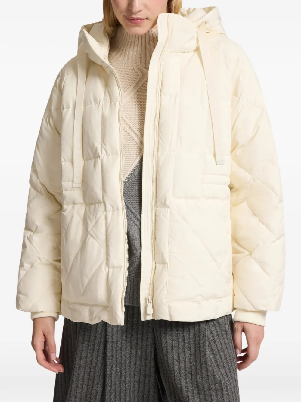 ELENA MIRÒ quilted hooded jacket Beige