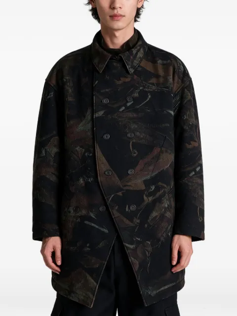 Yohji Yamamoto abstract-pattern double-breasted coat