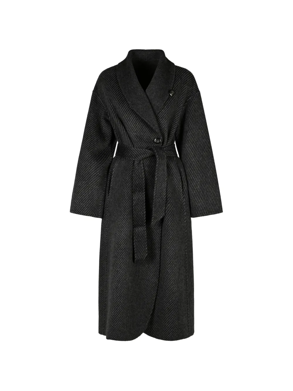 Emporio Armani belted diagonal-stripe coat - Grigio