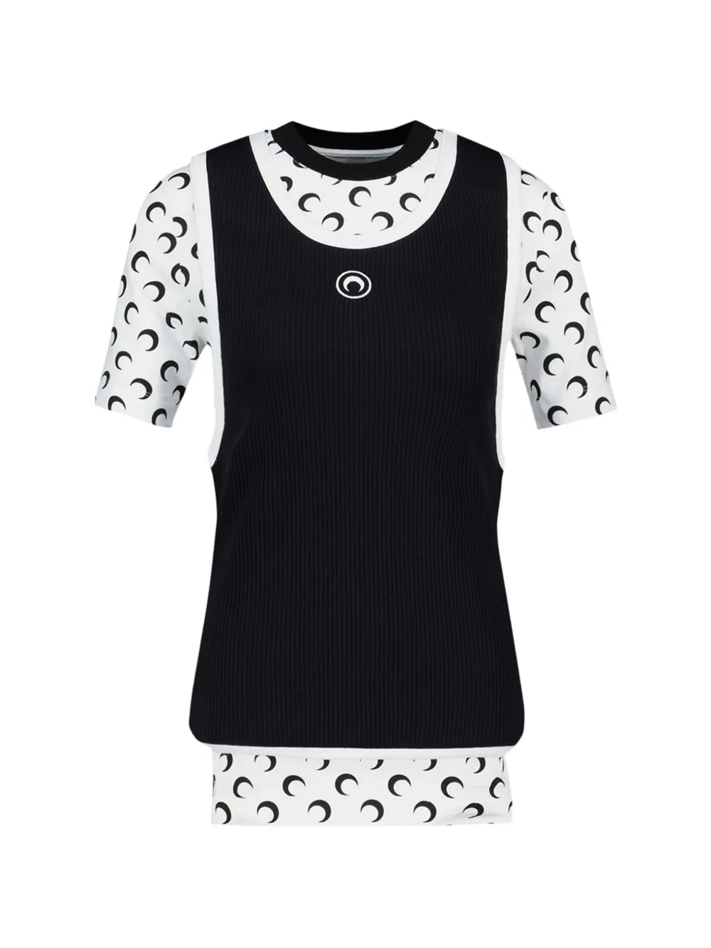 Marine Serre layered jersey short-sleeves t-shirt - Schwarz