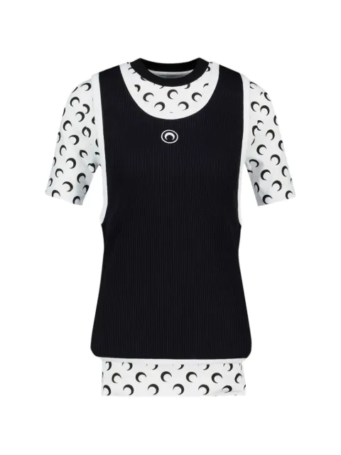 Marine Serre layered jersey short-sleeves t-shirt