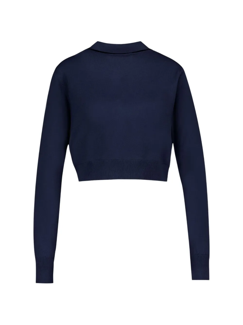 Marine Serre merinos knit long-sleeves polo shirt Blauw