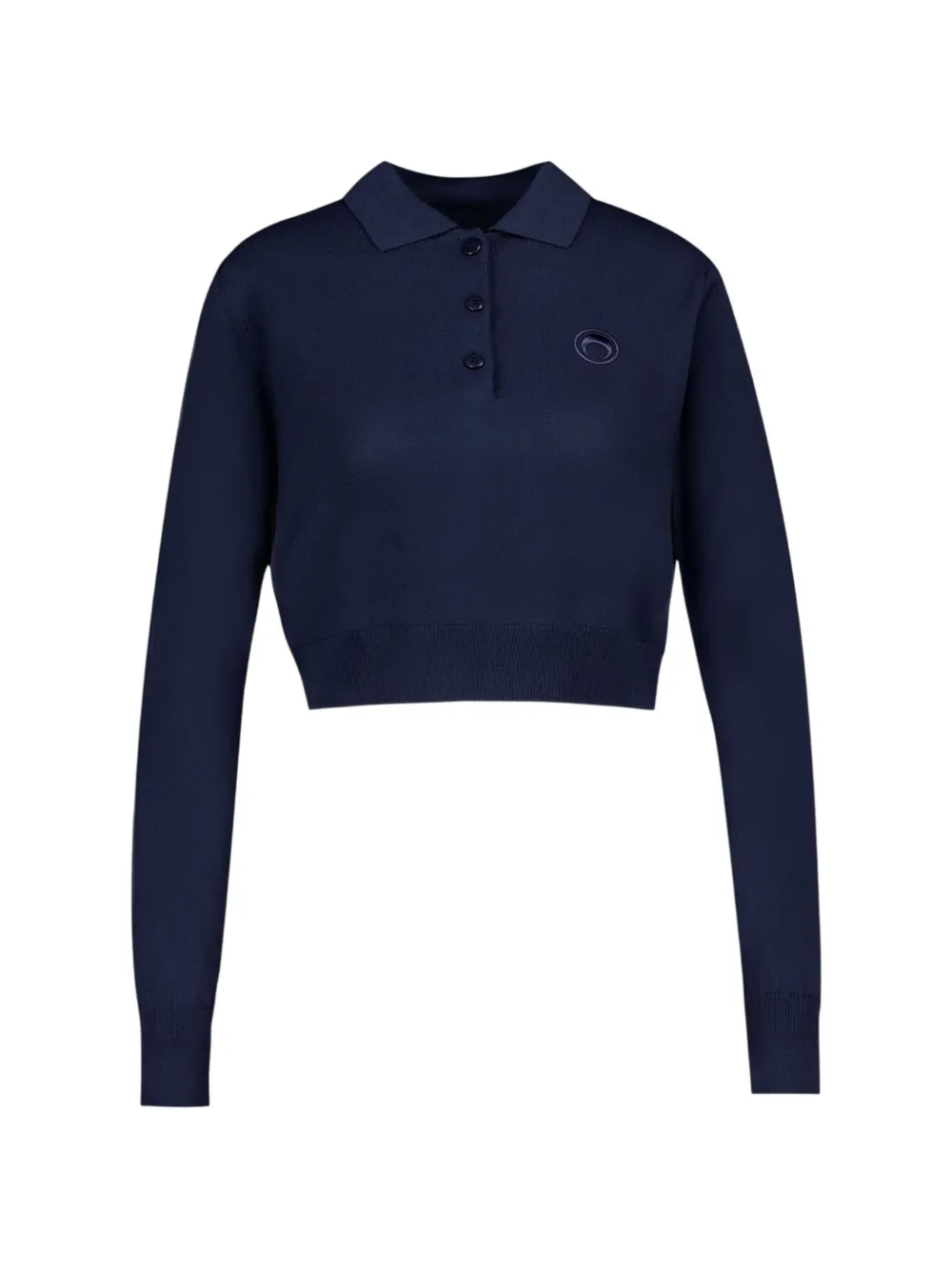 Marine Serre merinos knit long-sleeves polo shirt - Blu