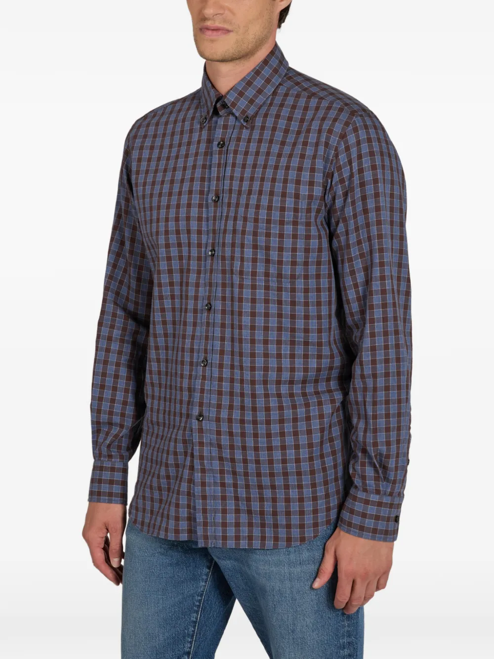 slowear Glanshirt check-pattern shirt Bruin