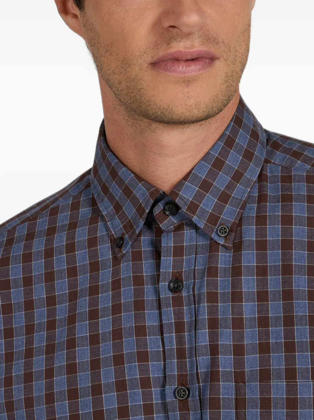 slowear Glanshirt check-pattern shirt Bruin