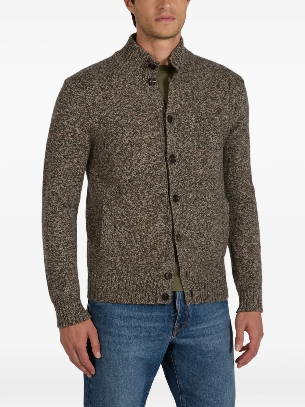 Zanone Geelong wool cardigan Bruin