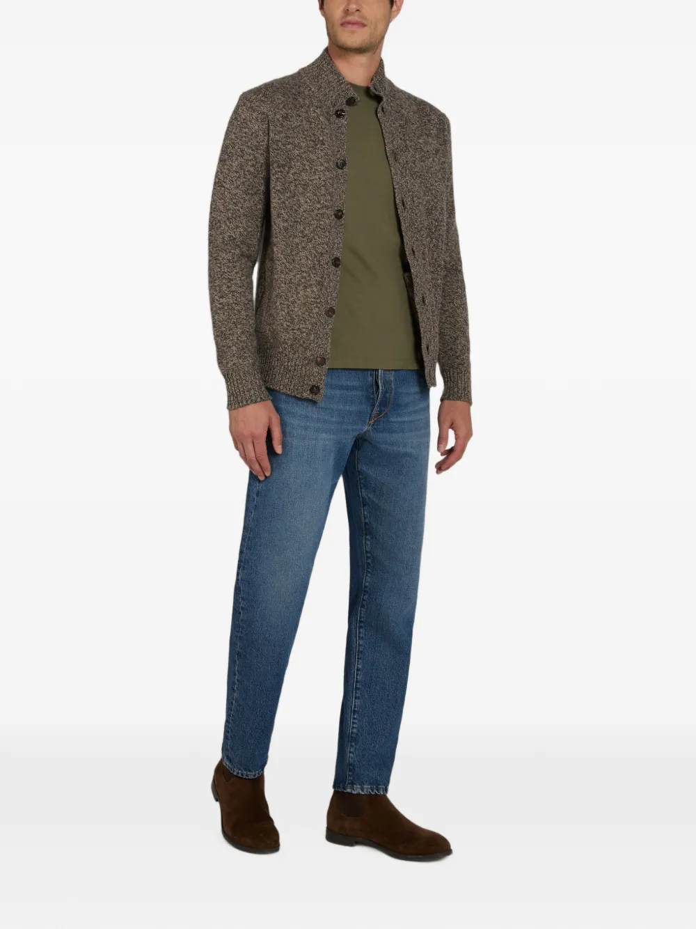 Zanone Geelong wool cardigan Bruin