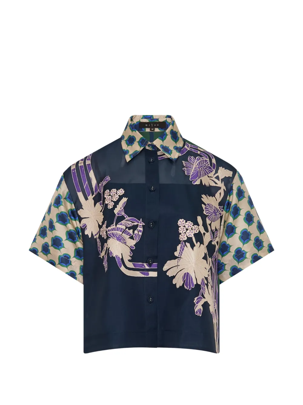 Biyan floral-print silk-organza shirt