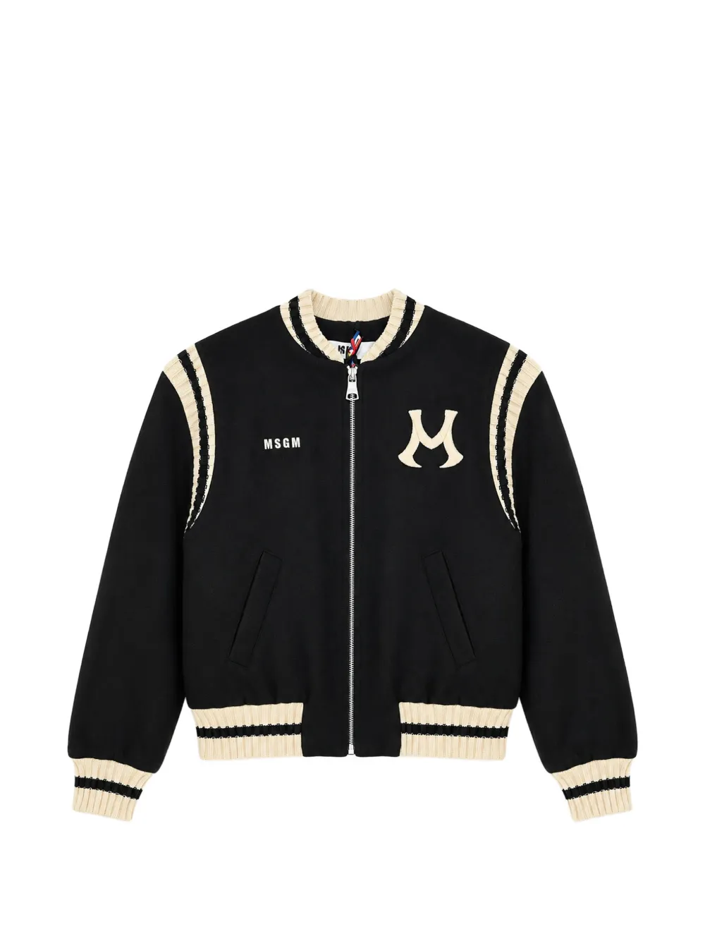 MSGM Kids logo-patch bomber jacket - Nero