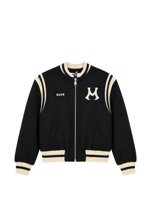 MSGM Kids logo-patch bomber jacket