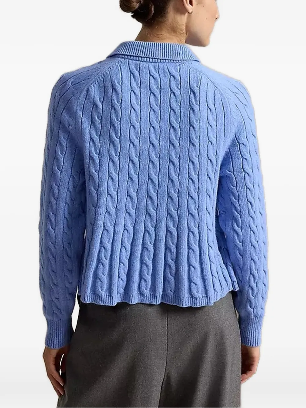 Polo Ralph Lauren Kabelgebreide peplum trui van wol-kasjmier Blauw