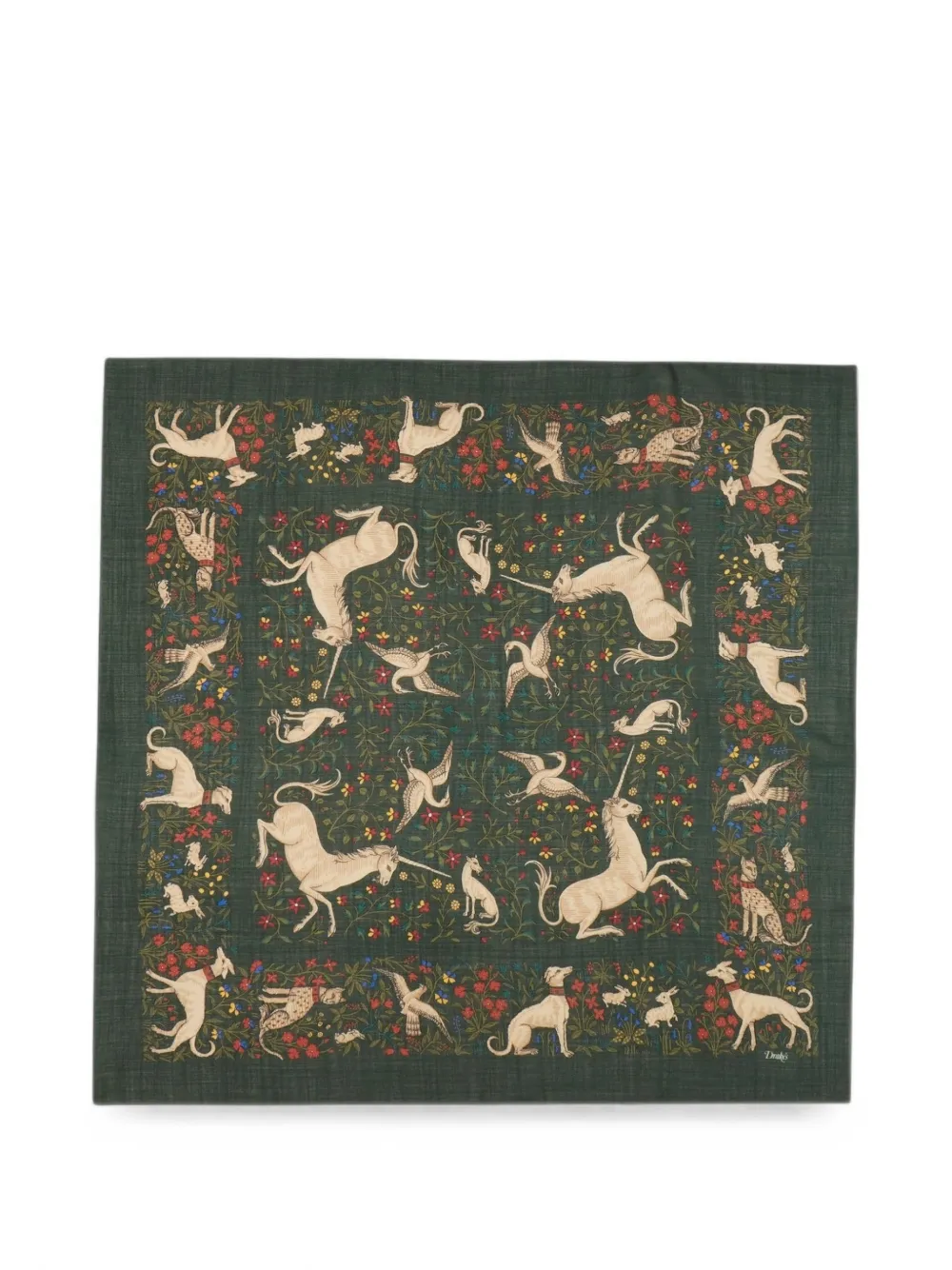 Drake's Unicorn print square scarf