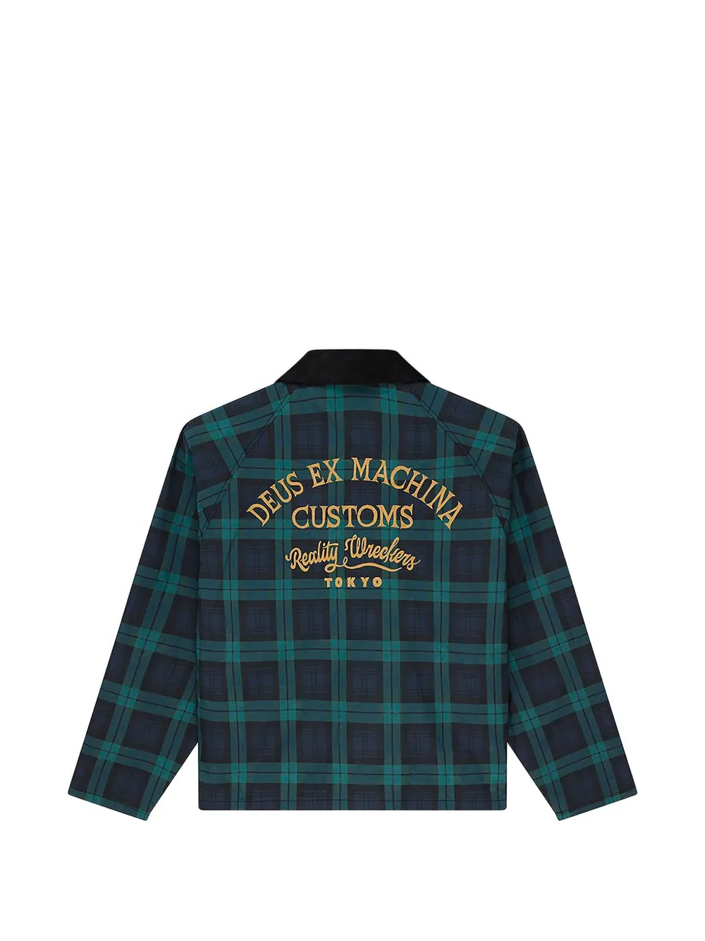 Deus Ex Machina check-pattern corduroy-collar shirt jacket Groen