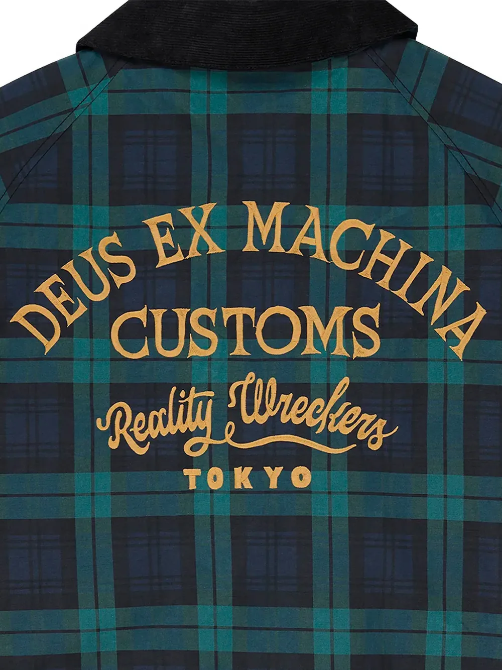 Deus Ex Machina check-pattern corduroy-collar shirt jacket Groen