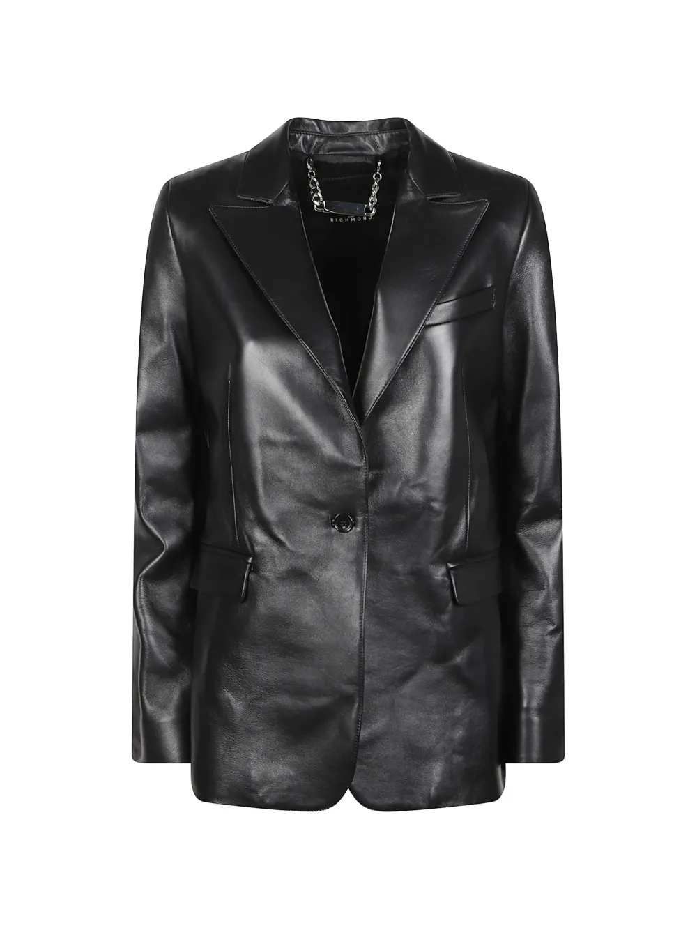 John Richmond single-breasted leather jacket - Nero