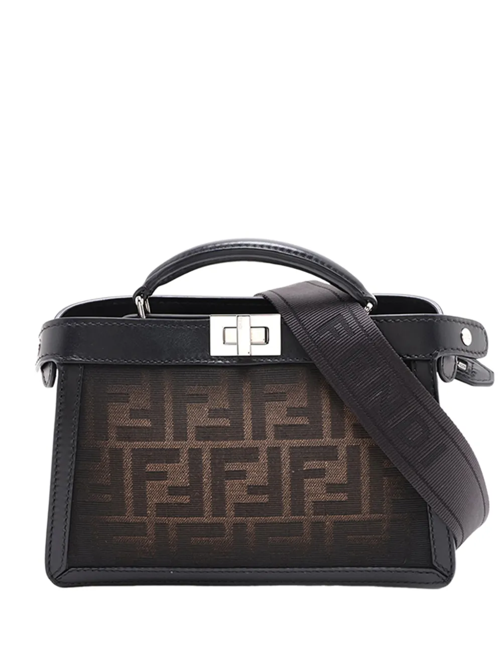 Fendi Pre-Owned 2010-2026 Mini Zucca Canvas Peekaboo ISeeU satchel - Marrone