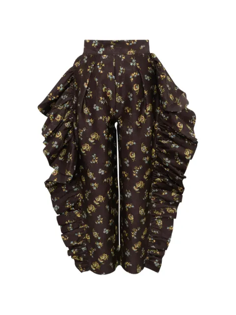 ALEMAIS Lilah floral-print ruffled trousers