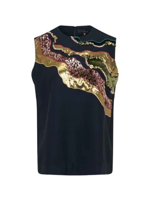 Biyan embellished gabardine sleeveless top