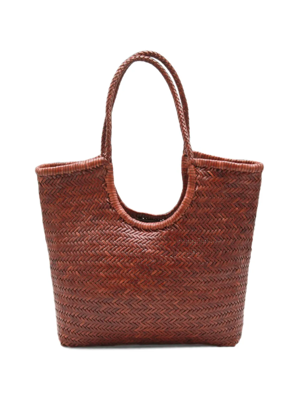 DRAGON DIFFUSION NS Diagonal Triple Jump geweven leren shopper Bruin