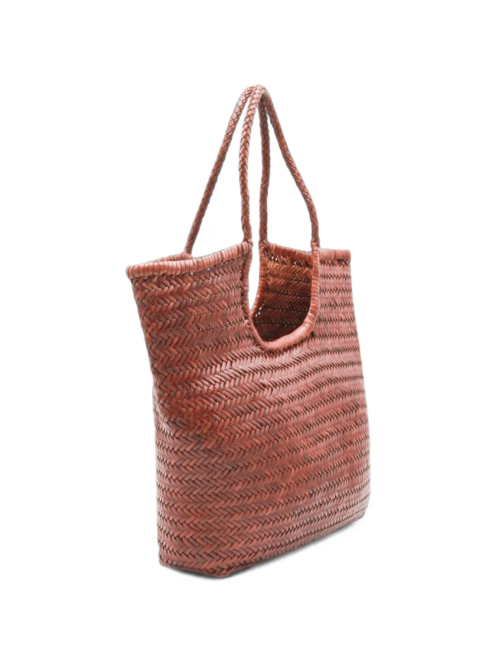 DRAGON DIFFUSION NS Diagonal Triple Jump geweven leren shopper Bruin
