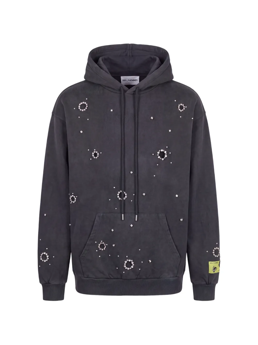 DES PHEMMES crystal-embellished drawstring hoodie - Grau