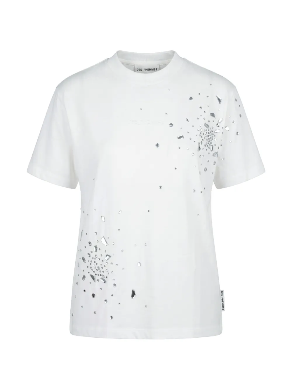 DES PHEMMES crystal-embellished T-shirt - Weiß
