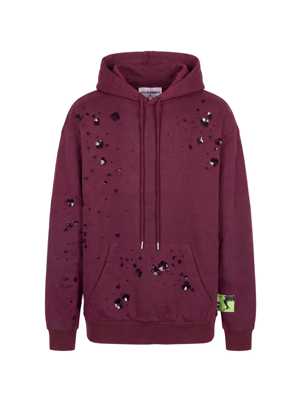 DES PHEMMES sequin-embellished drawstring hoodie - Rot