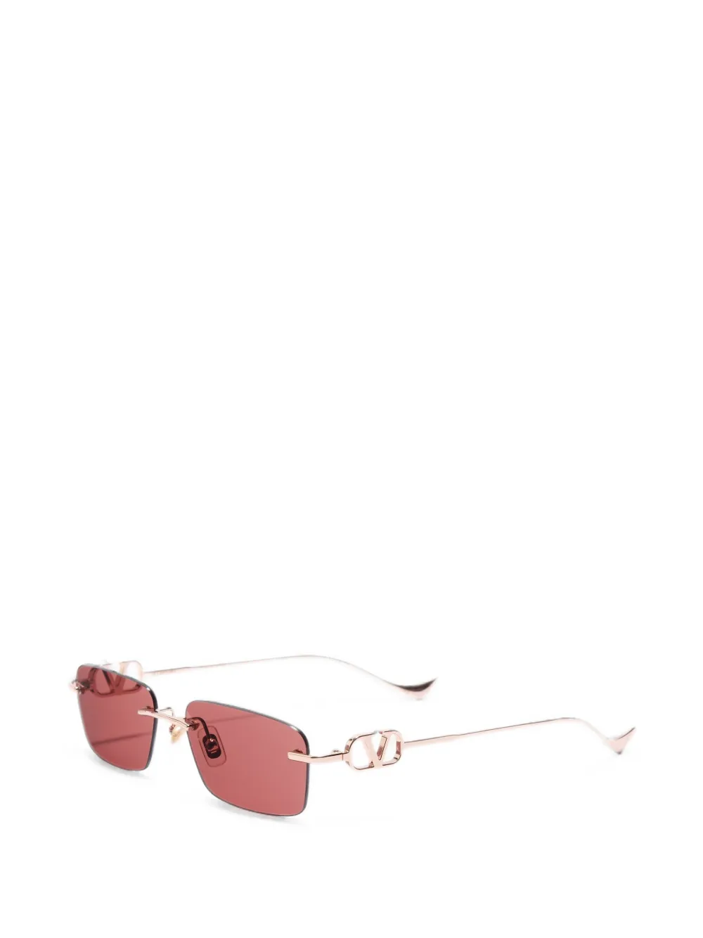 VALENTINO GARAVANI EYEWEAR VLogo zonnebril met randloos rechthoekig montuur Roze
