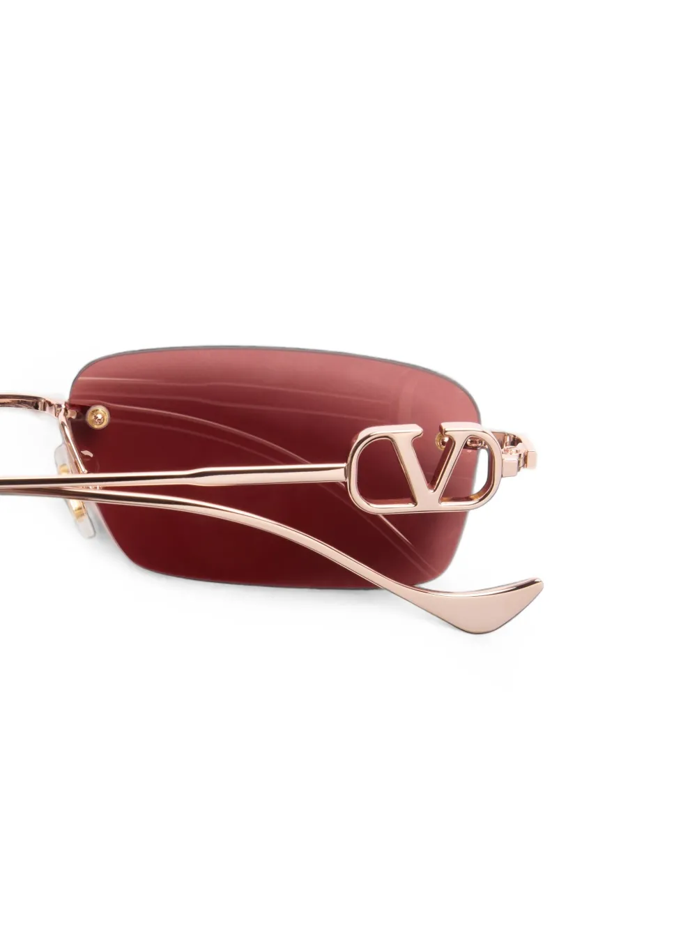 VALENTINO GARAVANI EYEWEAR VLogo zonnebril met randloos rechthoekig montuur Roze