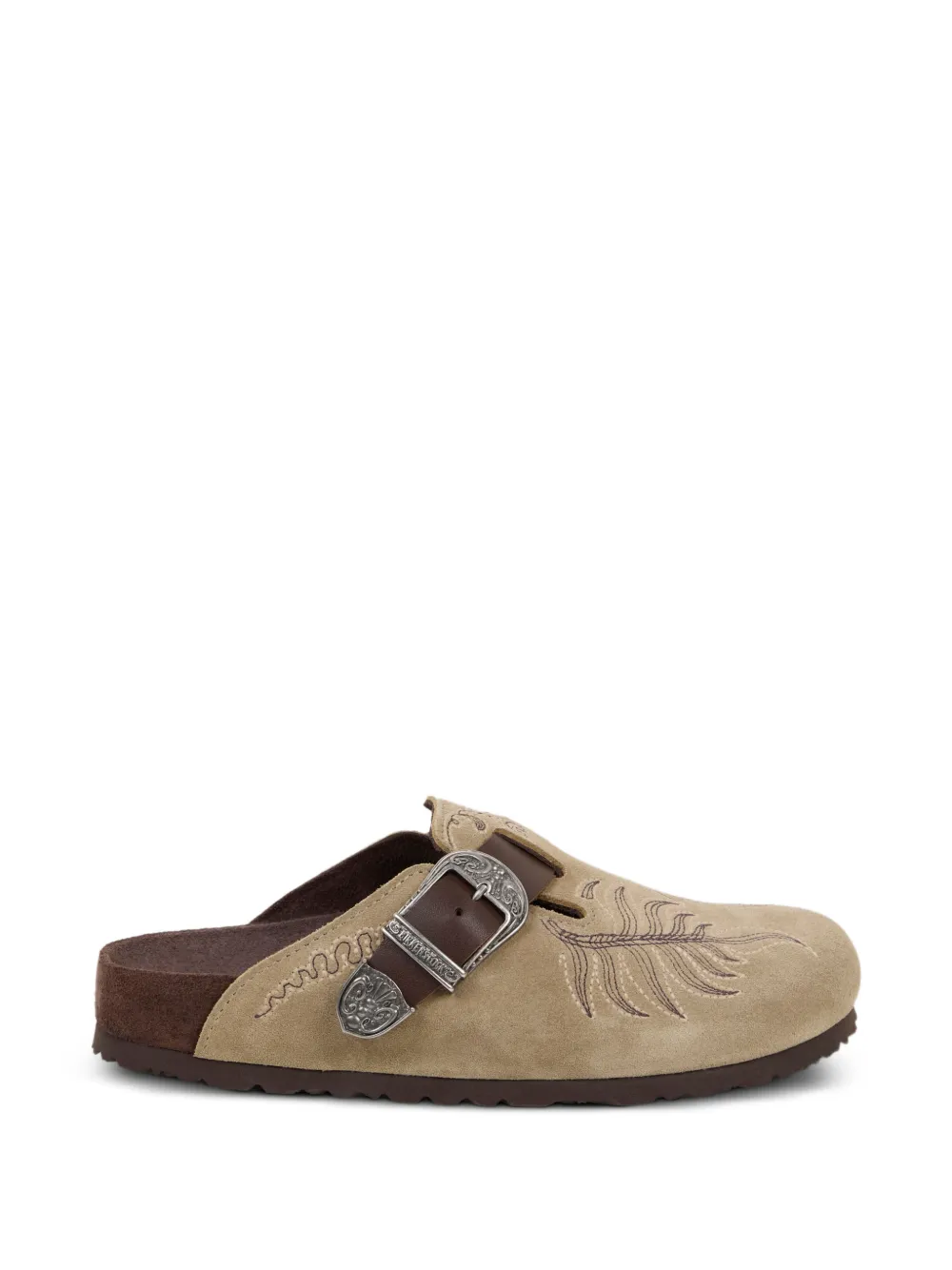 ETRO x Birkenstock Boston Clogs aus Wildleder mit Stickerei - Nude